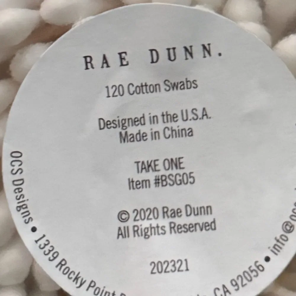 RAE DUNN TAKE ONE COTTON SWAB GLASS JAR